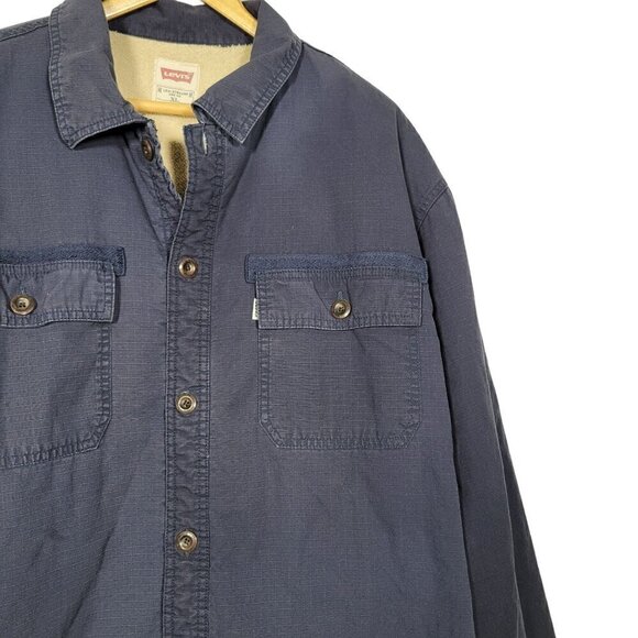 Mens Levi's Cotton Blend Sherpa Lined Navy Blue Utility Field Jacket Size XL - Picture 3 of 15
